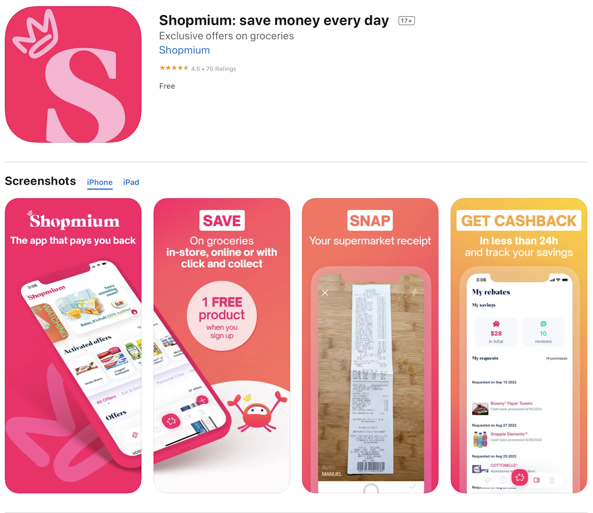 Screenshot of the App store